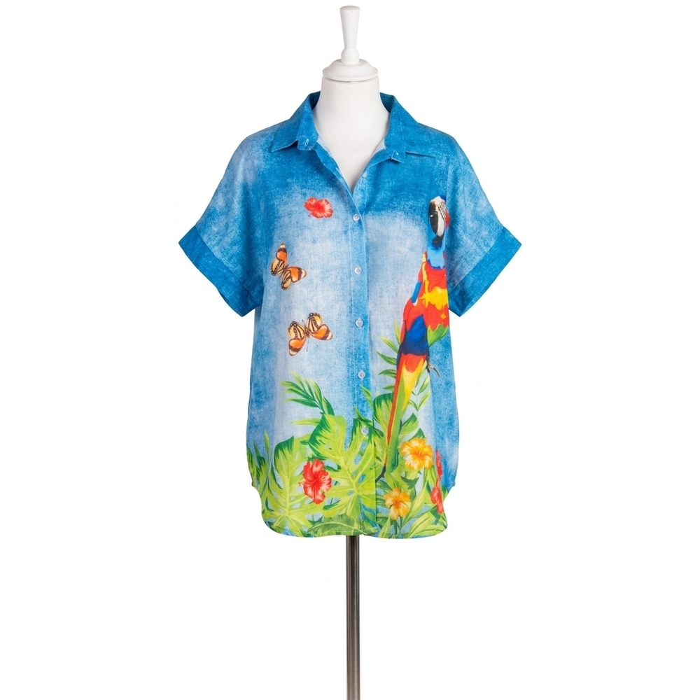 NEW GIGI MODA pappagallo button-down shirt in blue
